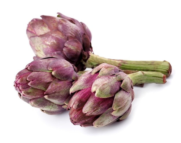 Fresh artichokes isolated on white backgrounds Fresh vegetables