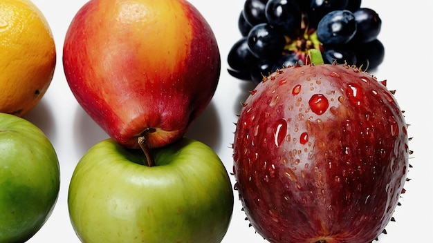 Photo fresh assorted fruits against a clean white background