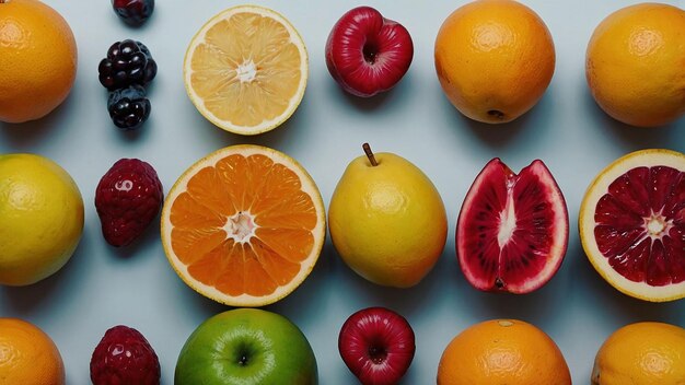 Fresh Assorted Fruits Against a Clean White Background