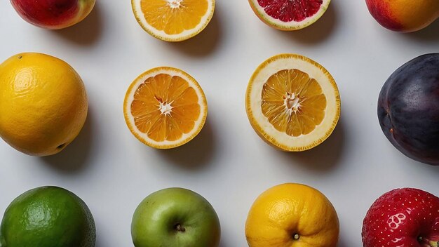 Photo fresh assorted fruits against a clean white background