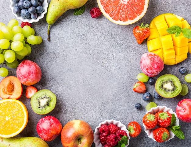 Fresh assorted fruits and berries