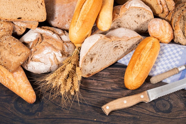 Fresh Assortment of baked bread varieties