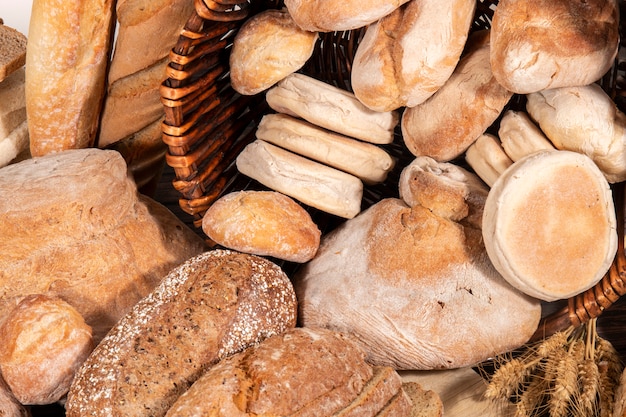 Fresh Assortment of baked bread varieties