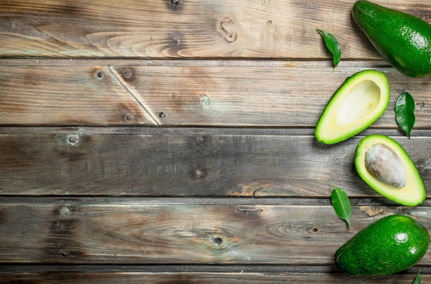 Fresh avocado with leaves