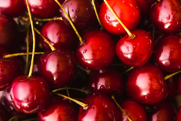 Fresh background of delicious cherries