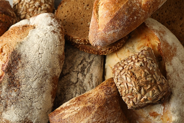 Fresh baked bread on whole background, close up