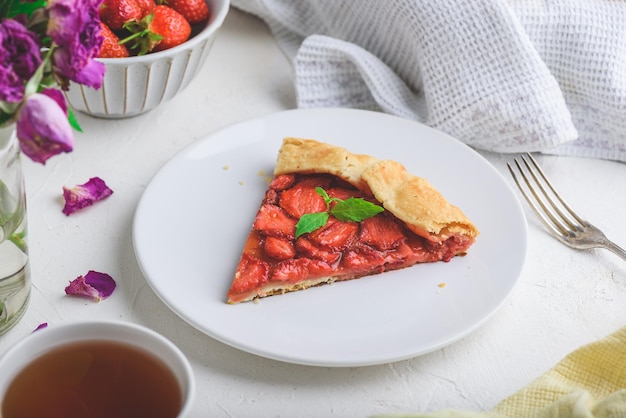 Fresh Baked Strawberry Galette On Plate