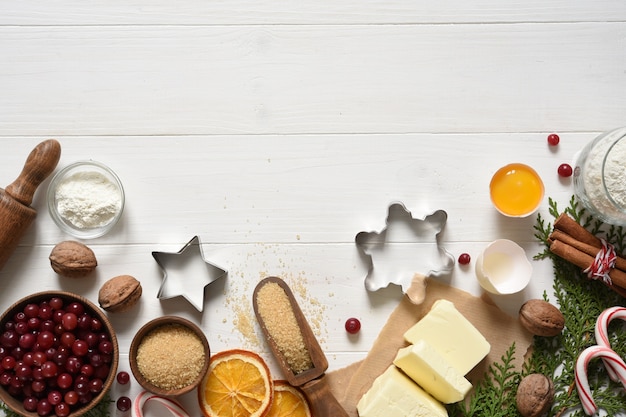 Fresh baking ingredients for Christmas cookies