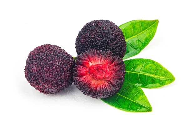 Fresh bayberry on white background