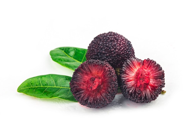 Fresh bayberry on white background