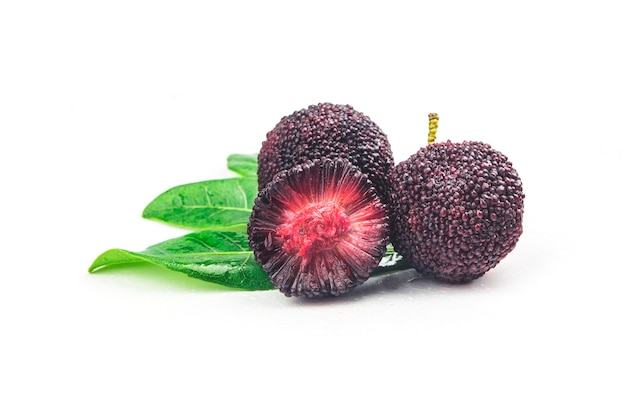 Fresh bayberry on white background