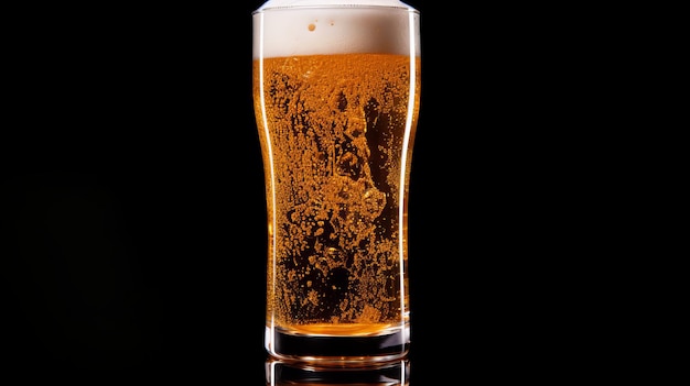 Fresh beer glassblack background