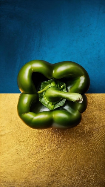 Photo fresh bell pepper on two tone background