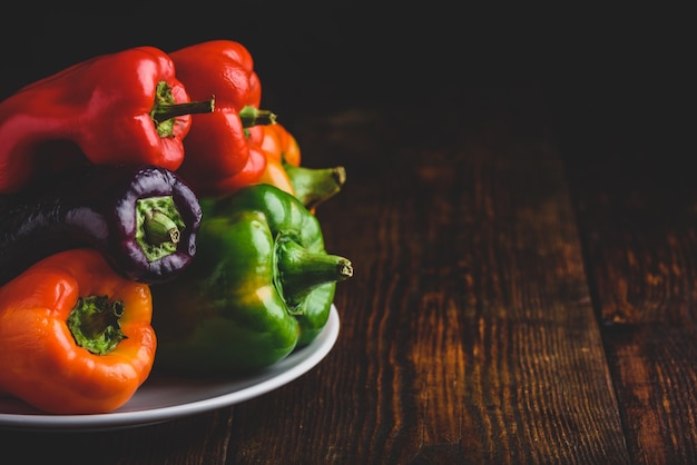 Fresh bell peppers on plate