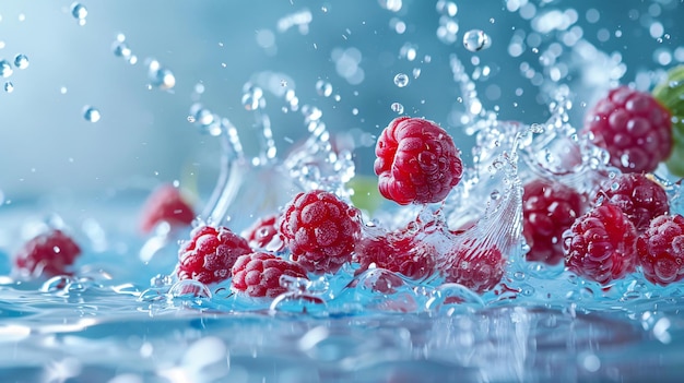 Fresh Berries Falling into Water Splash Isolated