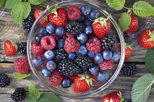 Fresh Berries in a Glass Bowl