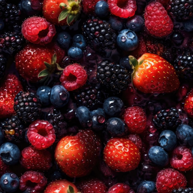 Fresh Berries Seamless texture is a vibrant and juicy mix of different berry types