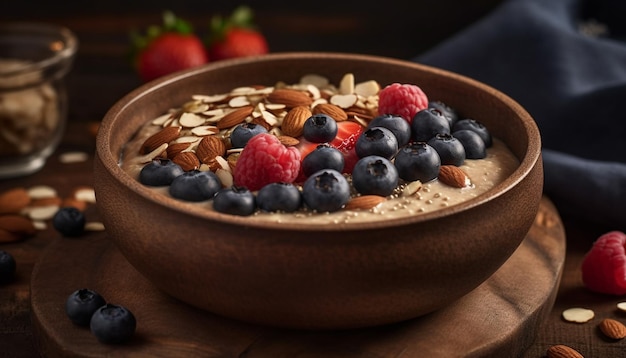 Fresh berry bowl with granola and yogurt generated by AI