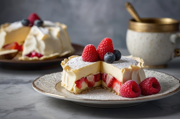 Fresh Berry Cream Cake on Elegant Plate