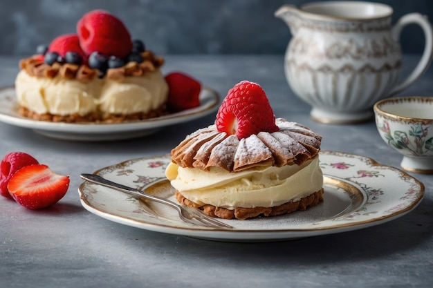 Fresh Berry Cream Cake on Elegant Plate