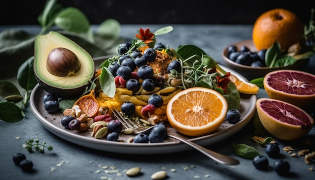 Fresh berry salad a healthy gourmet lunch generated by AI