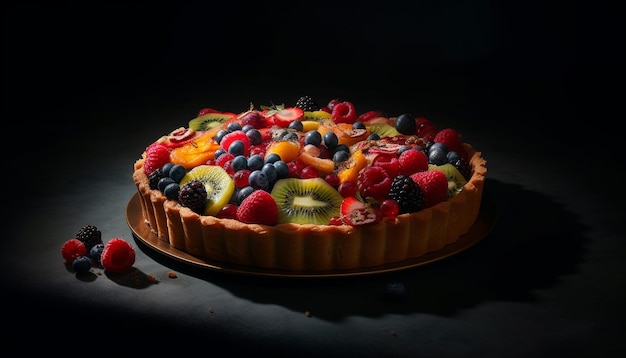 Fresh berry tart baked with homemade sweetness generated by AI