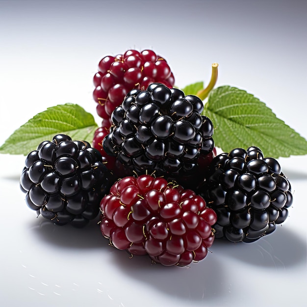 Fresh Blackberries on White