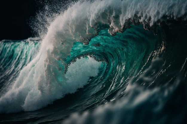 Fresh blue green sea wave Generative AI