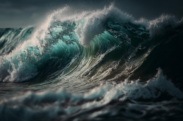 Fresh blue green sea wave Generative AI