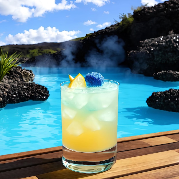 Fresh blue lagoon cocktail generative art by AI