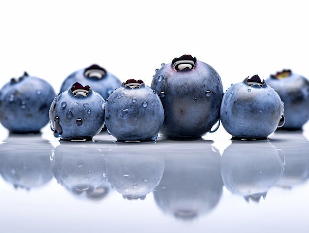 Fresh blueberries cluster isolated on white background