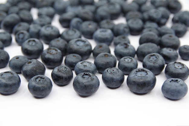 Fresh blueberries isolated on white.