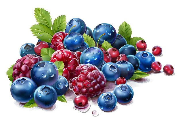 Fresh Blueberries Raspberries and Cranberries Illustration