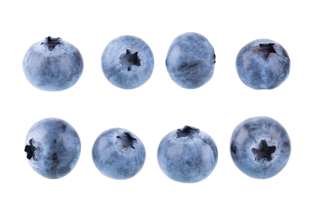 Fresh blueberry isolated on white background Bilberry or whortleberry berries Collection Clipping path