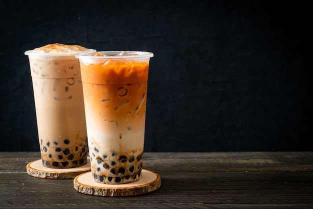 Fresh boba coffee or bubbletea