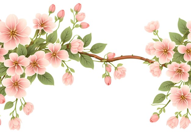 Fresh branch of flowers on a light pastel background Empty space for text