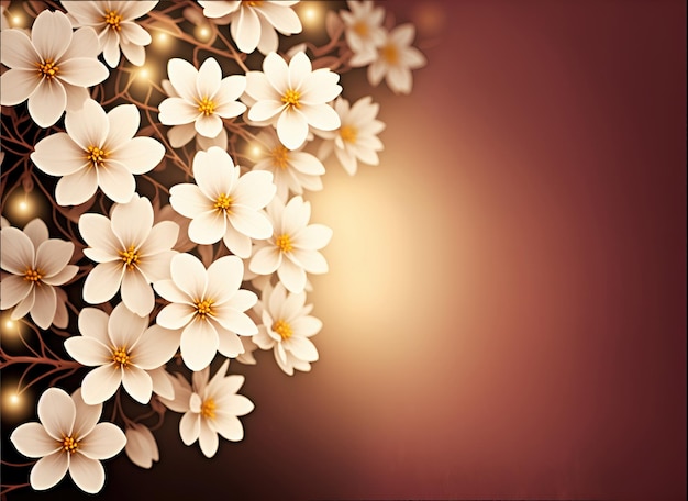 Fresh branch of white flowers on the background Empty space for text