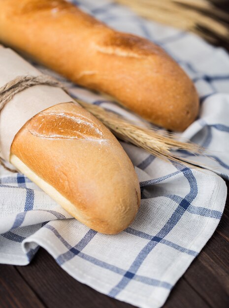 Fresh bread on table. Homemade bread