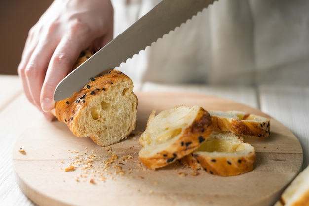 Fresh bread on the table