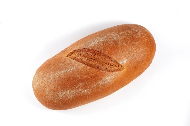 Fresh bread on white background Beautifully sprinkled with flour