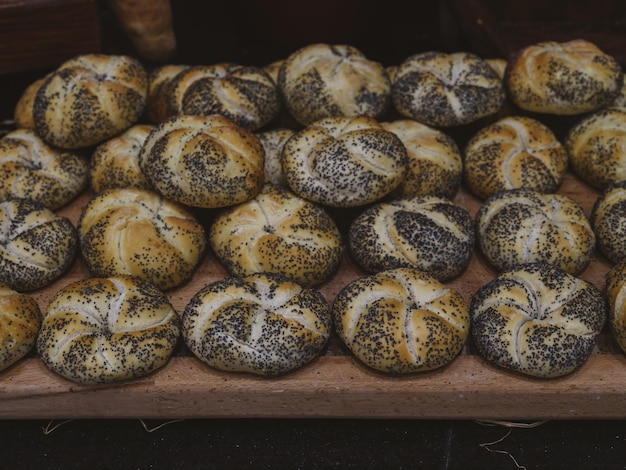 Fresh breads in a bakery