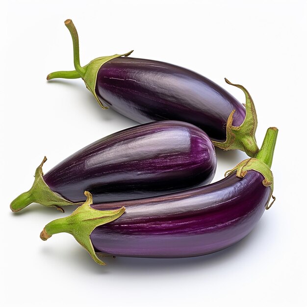 Fresh Brinjal on White Background CloseUp