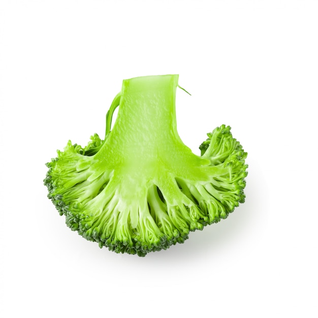 Fresh broccoli blocks for cooking isolated over white background.