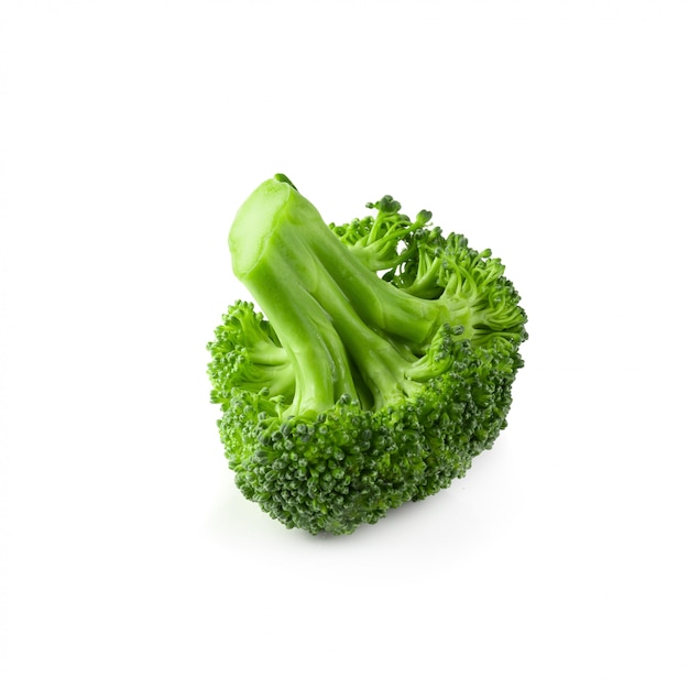 Fresh broccoli blocks for cooking isolated over white background.