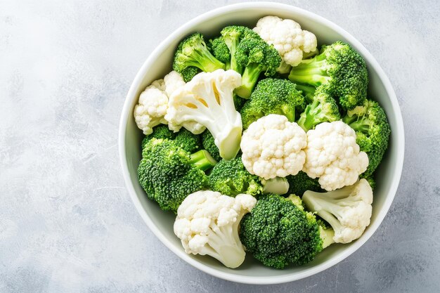 Fresh broccoli and cauliflower in a bowl perfect for healthy meals and vegetarian dishes Nutrientrich and vibrant greens