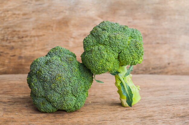 Fresh broccoli on the wooden table