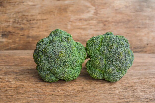 Fresh broccoli on the wooden table