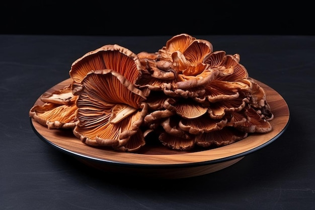 Photo fresh brown beech mushroom or black reishi mushroom