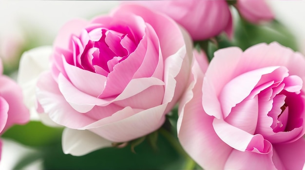 Fresh Bunch of Pink Peonies and Roses