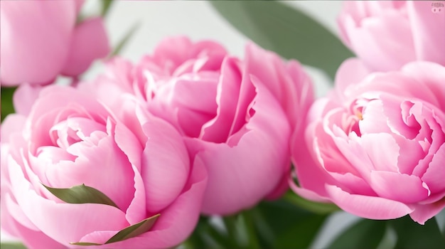 Fresh Bunch of Pink Peonies and Roses